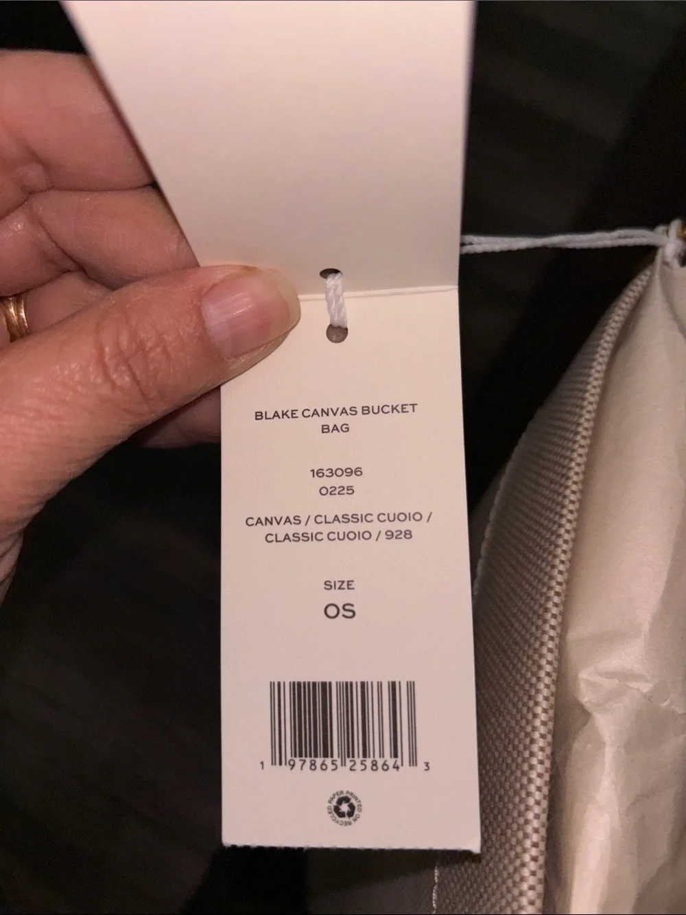 Tory Burch Beige Canvas Bucket Tote with Logo Medallion